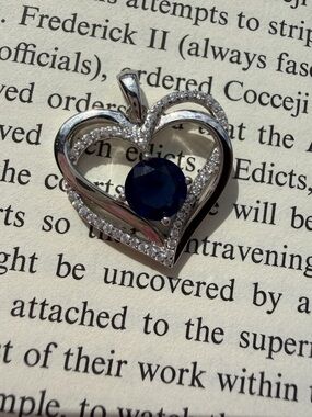 Silver and sapphire heart pendant